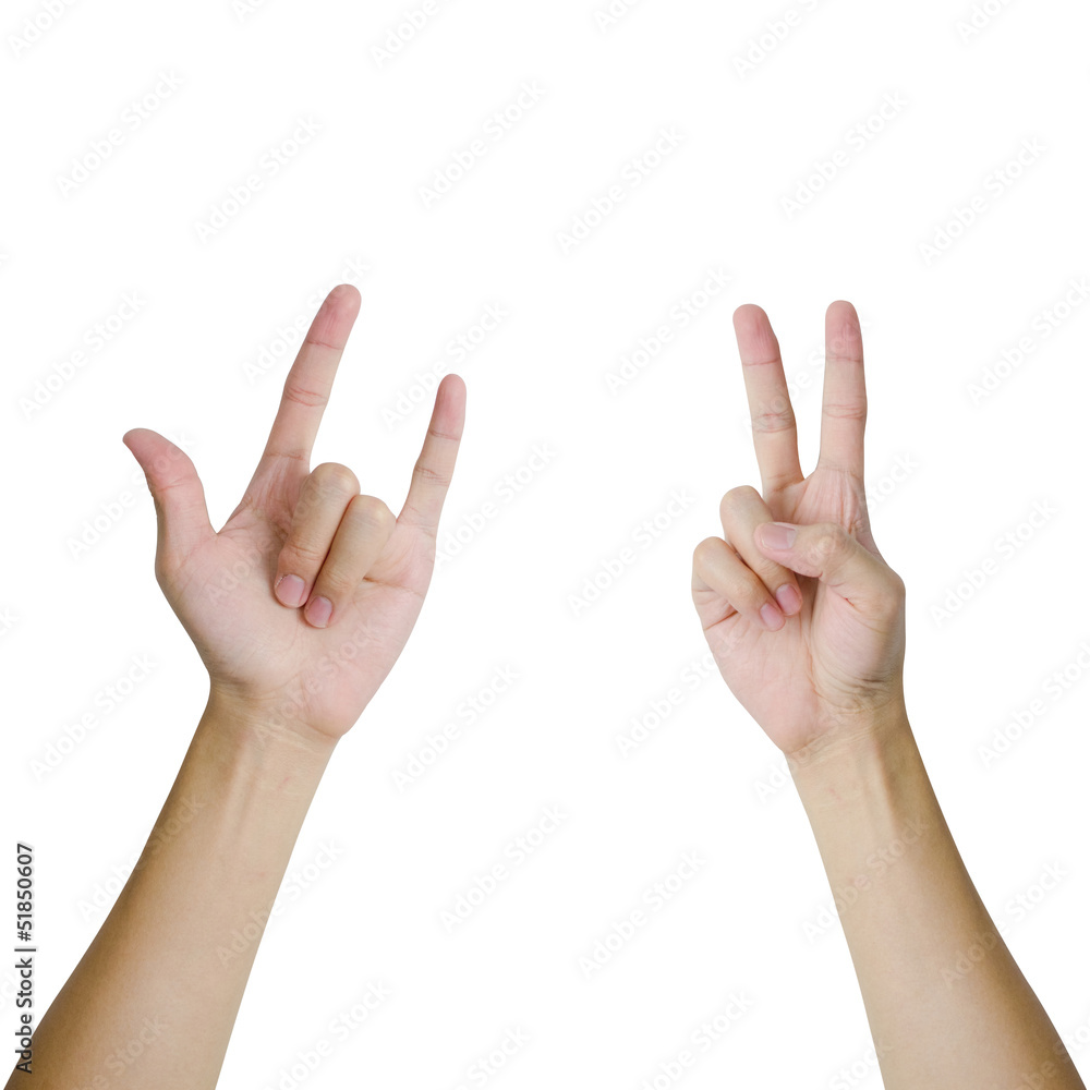Isolated hands in a pose of love and peace Isolated hands in a pose of love and peace
