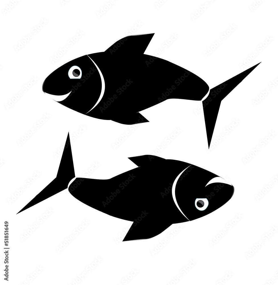 Black pisces isolated on white Black pisces isolated on white