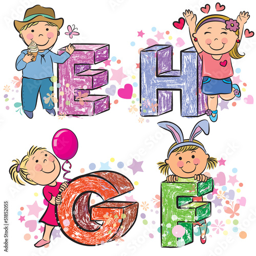 Funny alphabet with kids EFGH photo