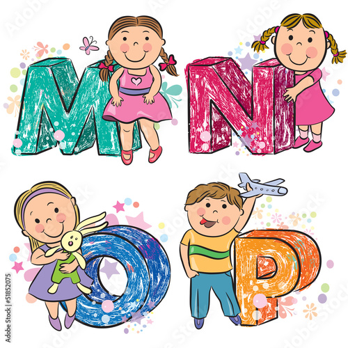 Funny alphabet with kids MNOP photo