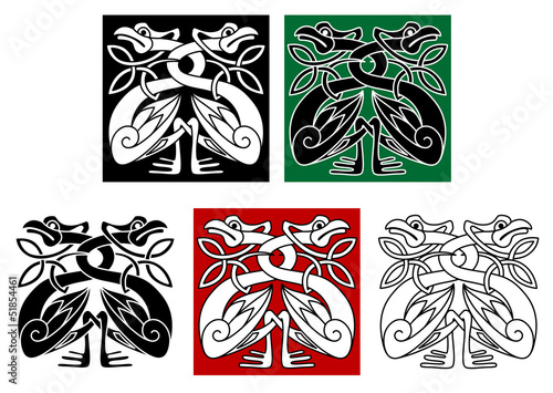Wild birds in celtic ornament style