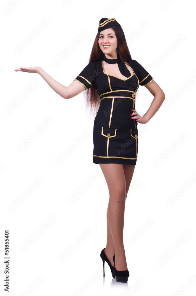 Woman in costume holding hands on white Woman in costume holding hands on white