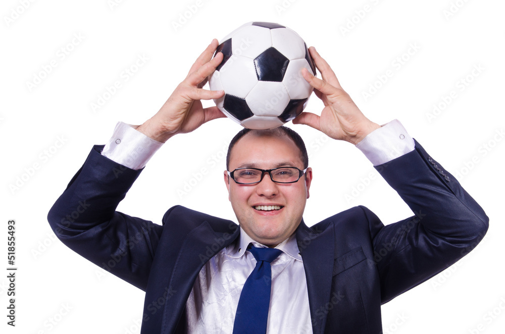 Man with football isolated on white Man with football isolated on white