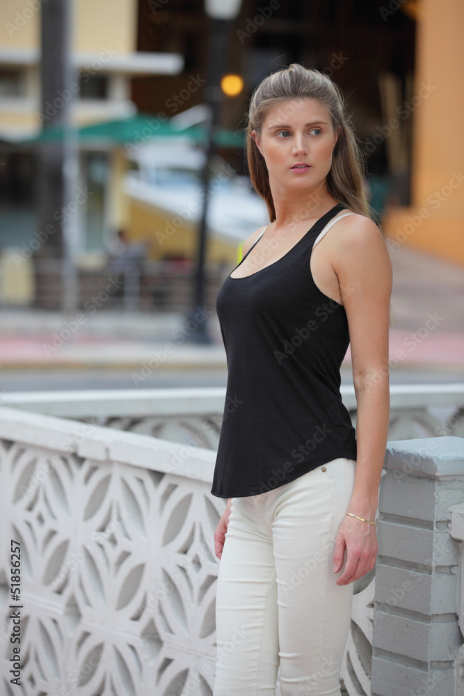 Image of a young blond model in Miami