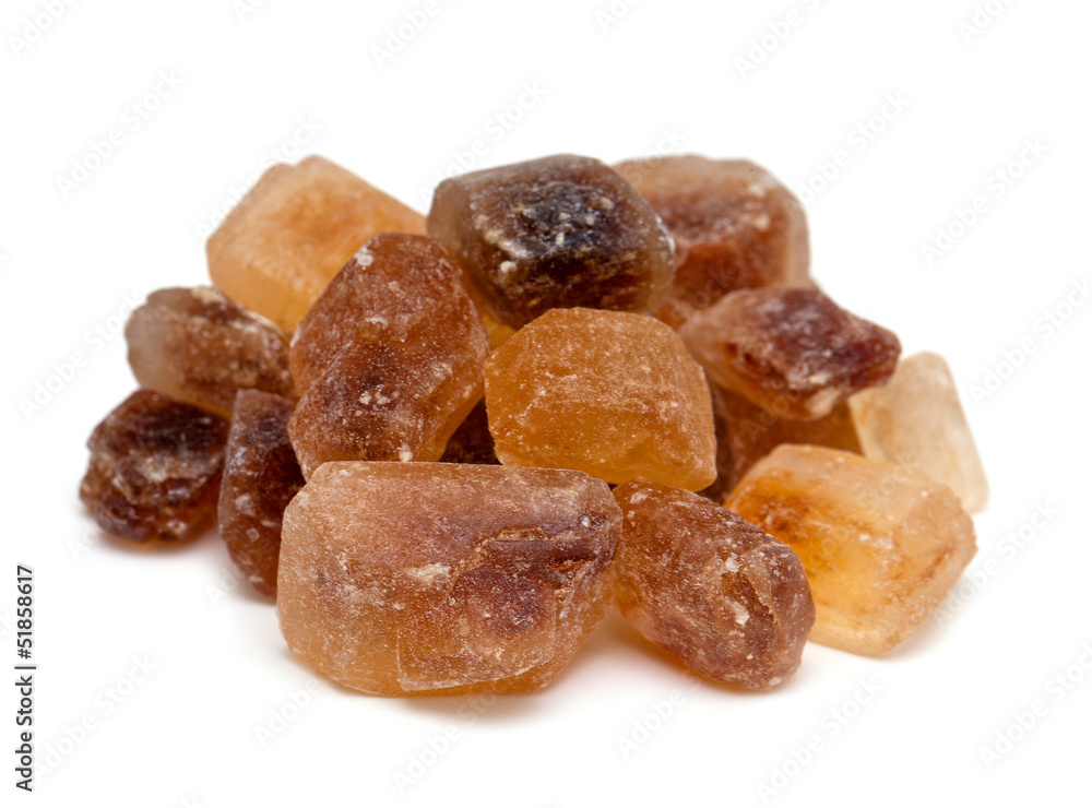brown caramelized sugar on white background