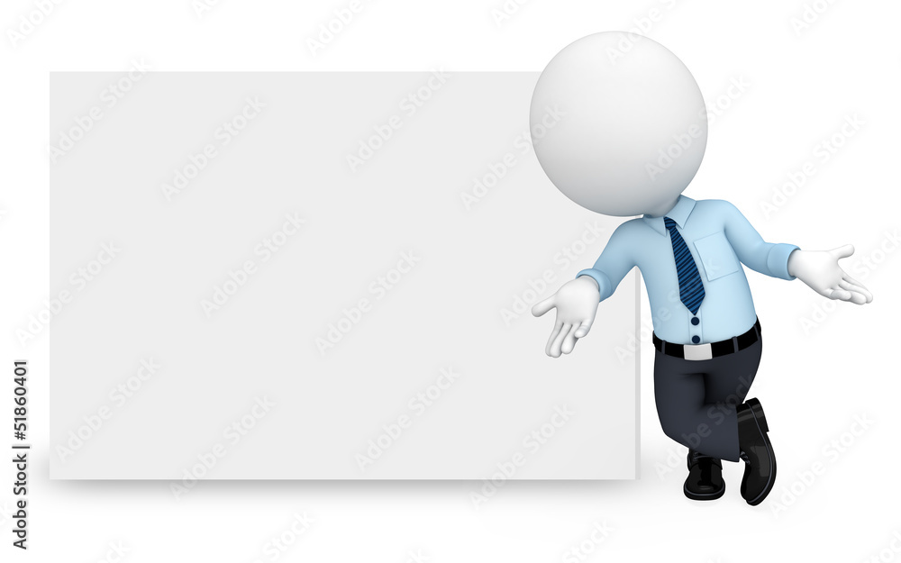 3d white people as doctor standing near big white sign 3d white people as doctor standing near big white sign