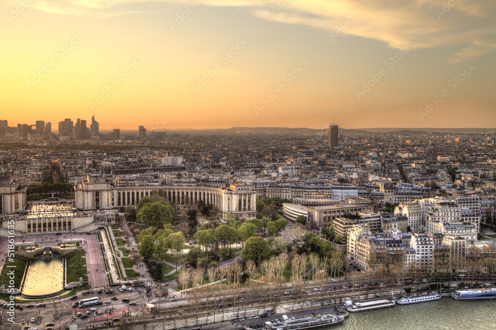 Fototapeta premium Paris Panorama at sunset