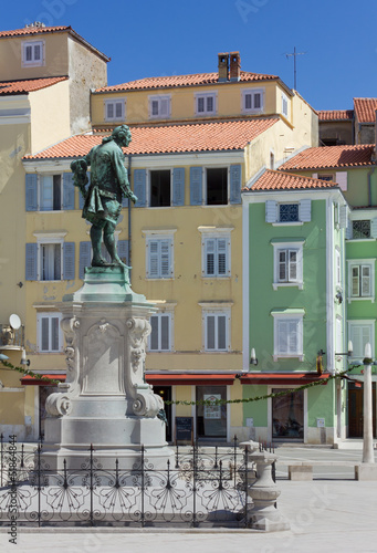 Piran's Main Square With Tartini's Statue