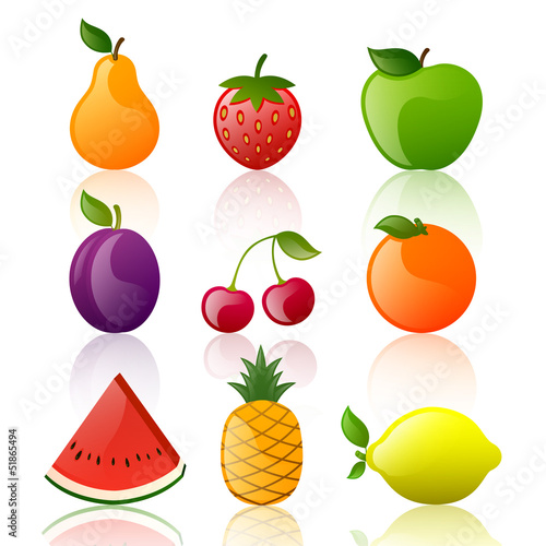 Vector Illustration of Glossy Fruits
