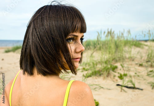 portrait of young woman on a beach