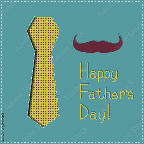Father's Day greeting сard with a tie and a mustache