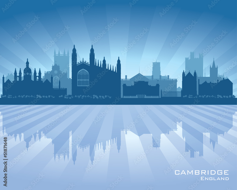 Cambridge England city skyline silhouette