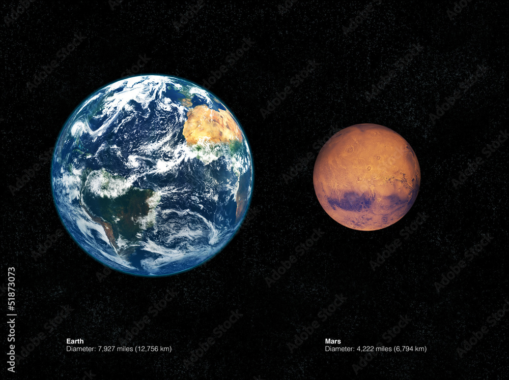 Fototapeta premium Earth to Mars comparison