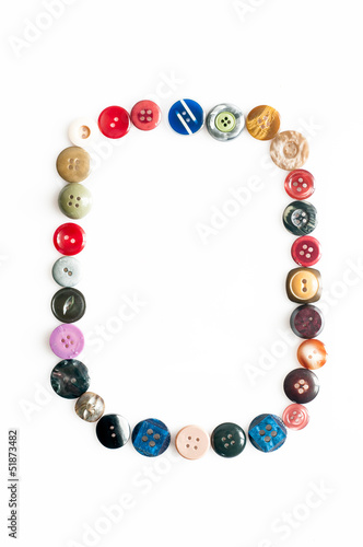 Letter alphabet formed of buttons