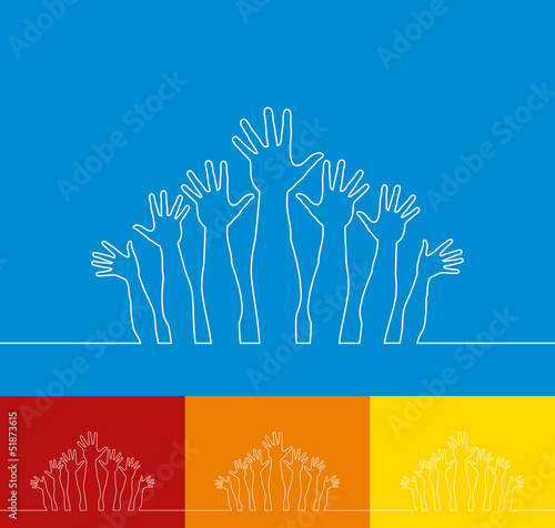 Simple line illustration of realistic happy hands vector.