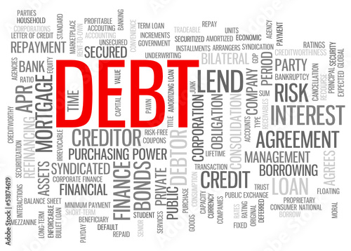 "DEBT" Tag Cloud (money interest rate credit bank mortgage)