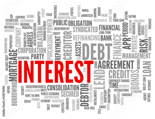"INTEREST" Tag Cloud (credit loan money finance bank debt rate)
