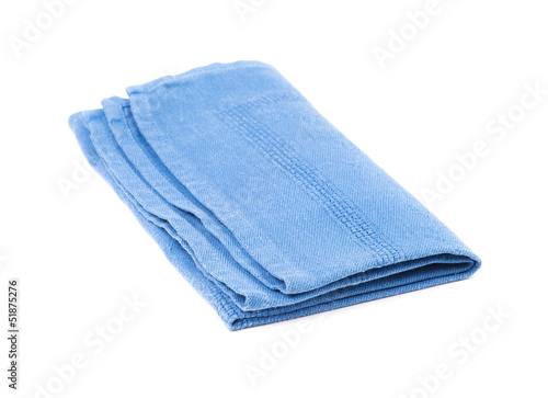 Blue napkin, isolated on white background