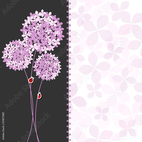 Springtime Purple Pink Hydrangea Flower Greeting Card