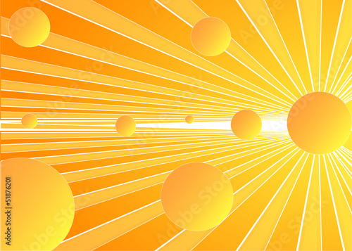 astratto luminoso con sfere tridimensionali sui toni del giallo