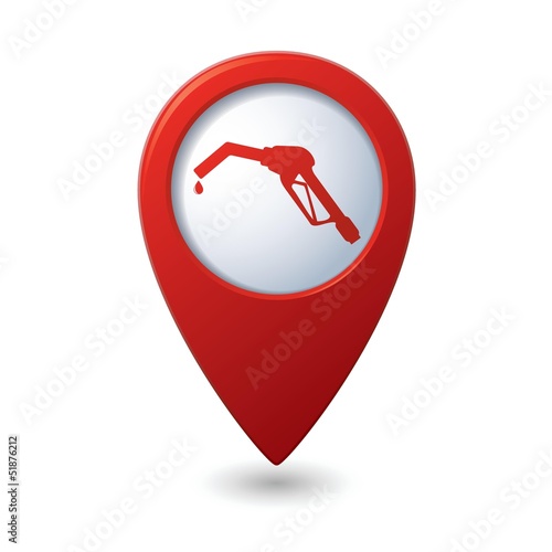 Map pointer with gas station icon
