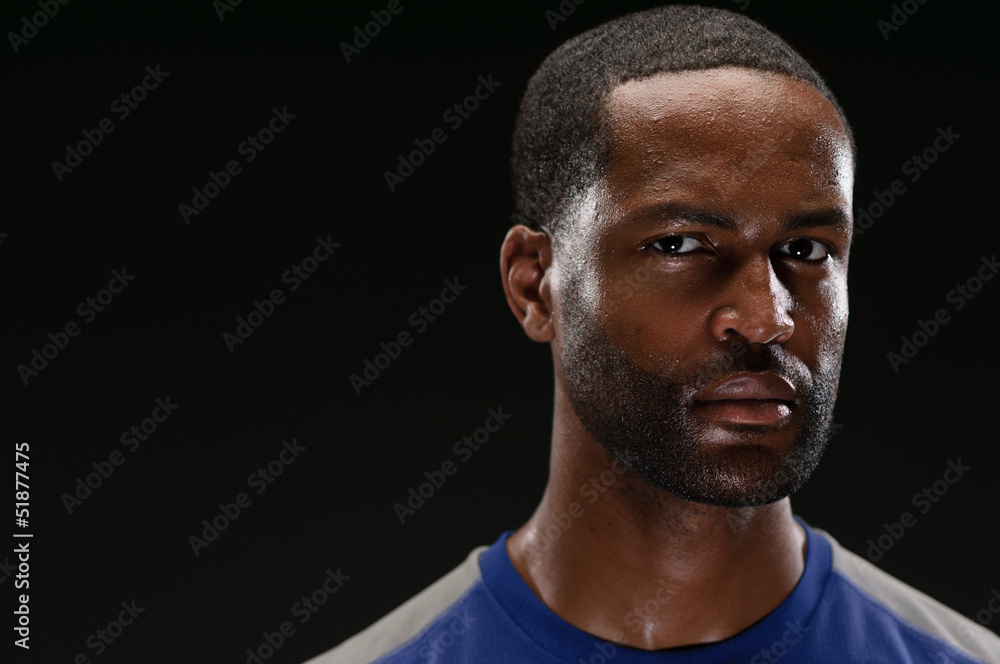 African American Athlete Portrait With Blank Expression
