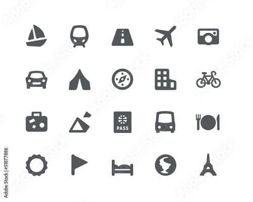 Traveling and transport icons set