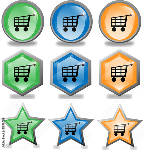 shiny 3d shopping cart icons
