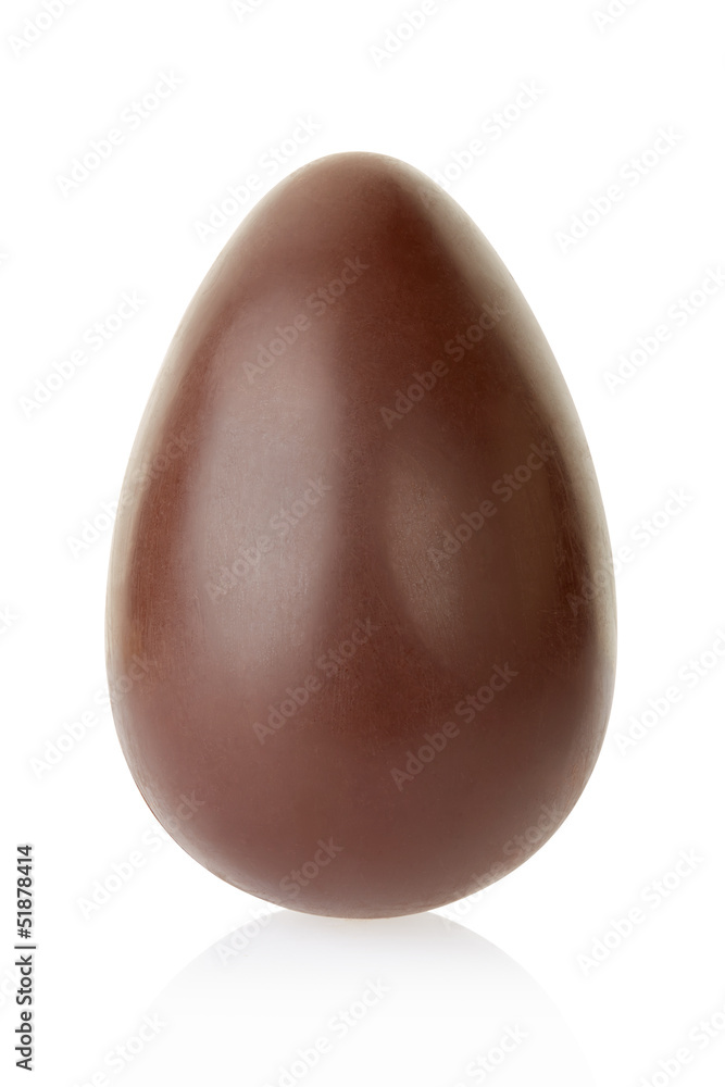 Chocolate egg on white, clipping path included