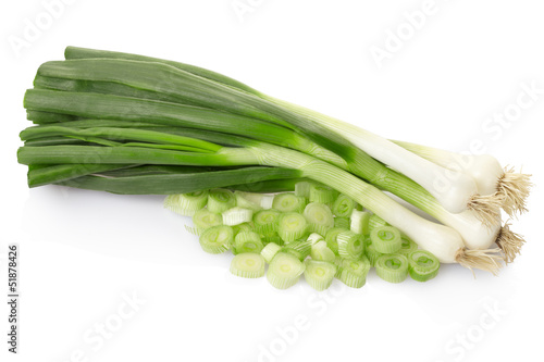 Fresh onions on white, clipping path included