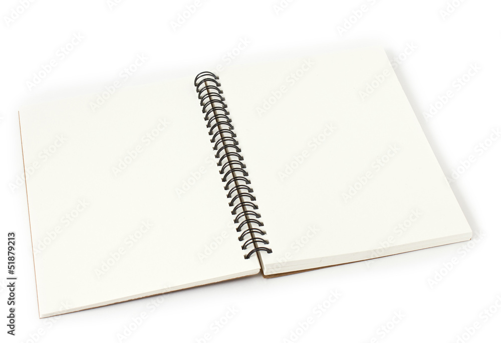 Recycle paper notebook open two pages on white background Recycle paper notebook open two pages on white background