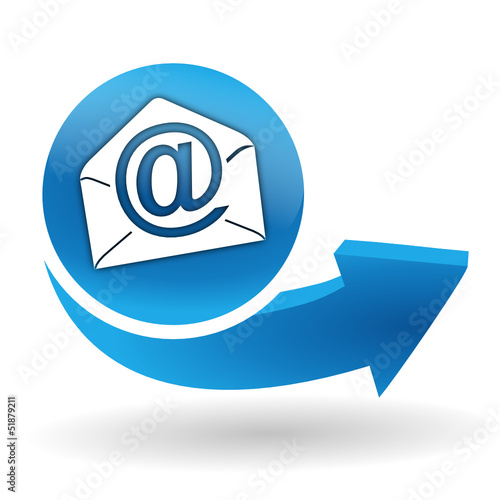messagerie sur bouton web bleu