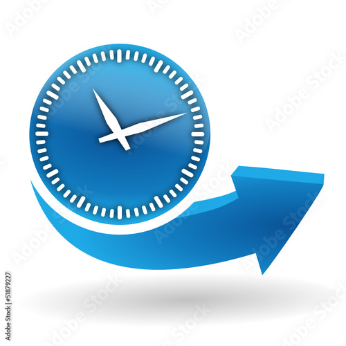 horloge sur bouton web bleu