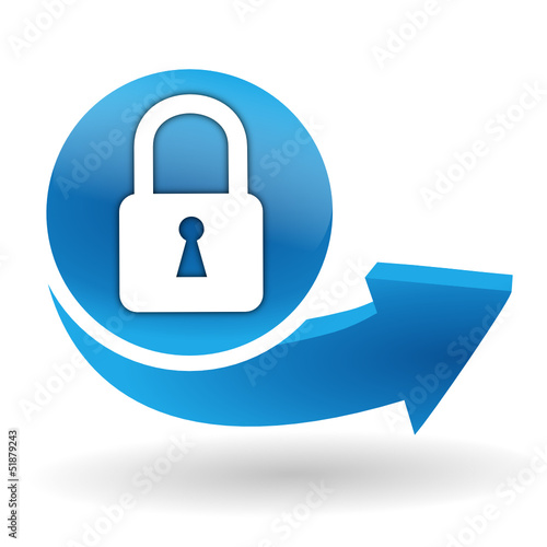 cadenas sur bouton web bleu