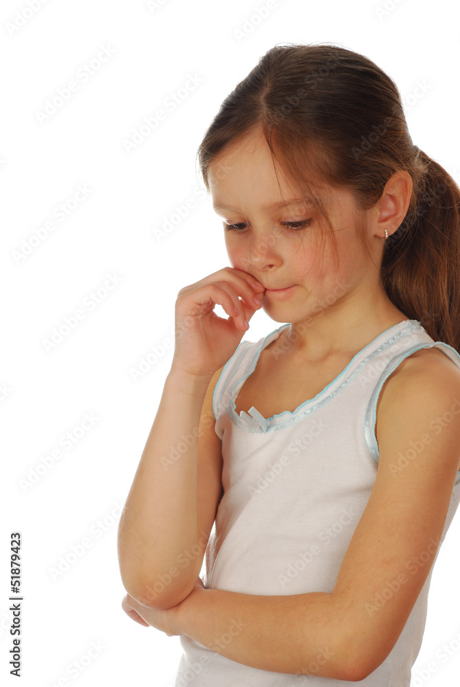 Beautiful girl thought isolated Beautiful girl thought isolated
