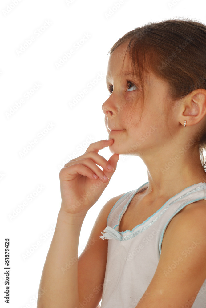 Beautiful girl thought isolated