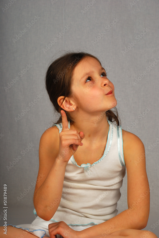 Beautiful girl thought isolated
