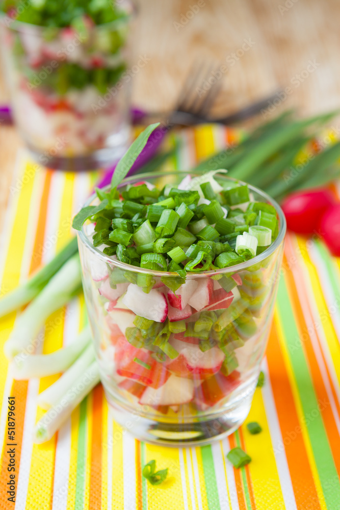 salad with fresh radishes and green onions salad with fresh radishes and green onions