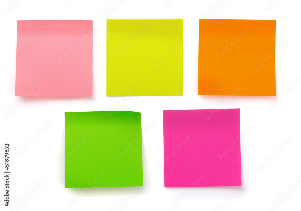 Five color blank sticky notes