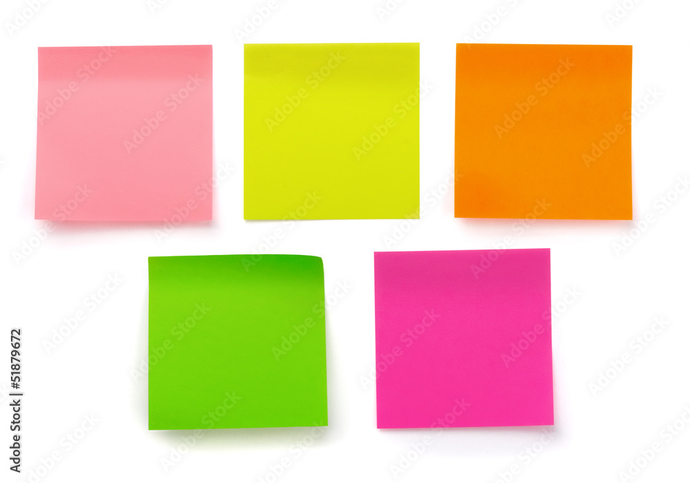 Five color blank sticky notes Five color blank sticky notes