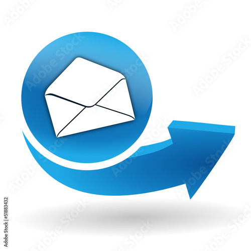 courrier sur bouton web bleu