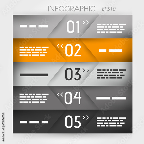 orange infographic five oblique options in middle