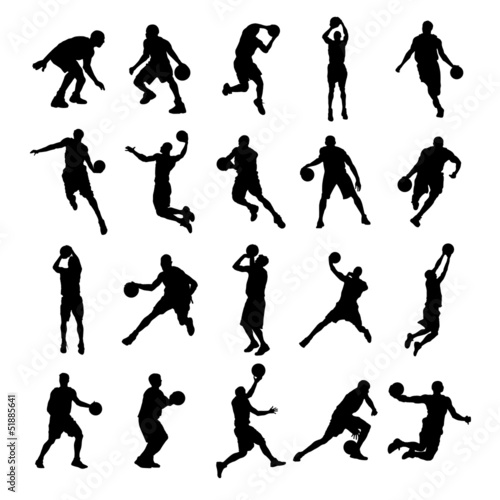 25 Basketball Black Silhouette Vector Illustration