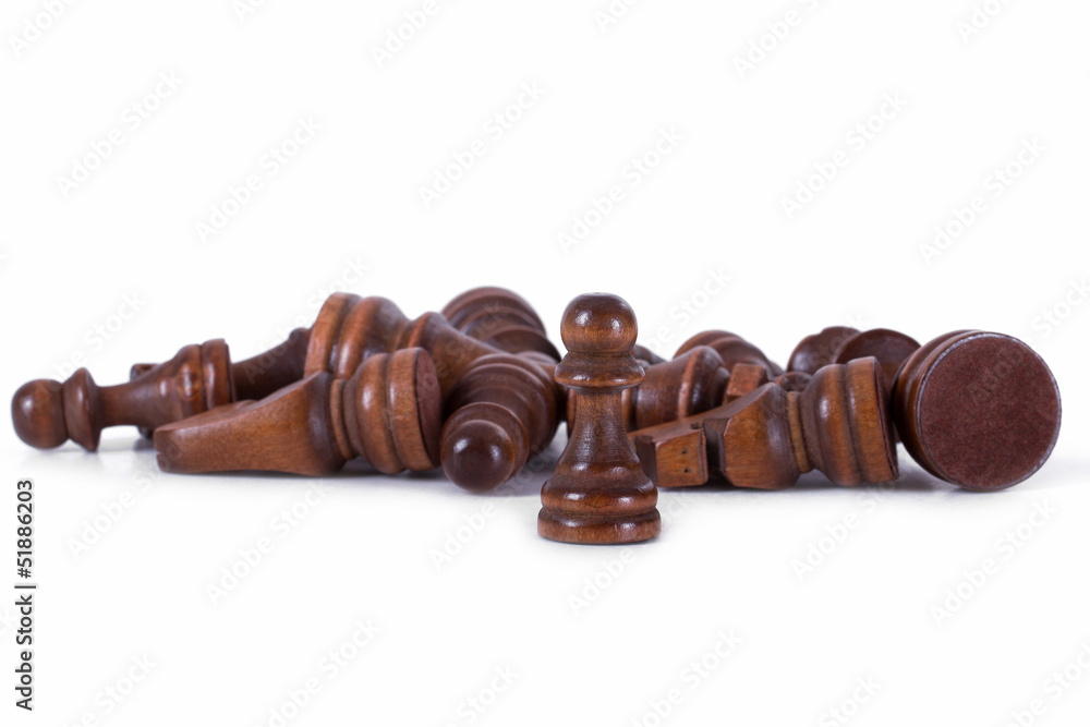 Single Chess Piece Pawn Standing Against Others Single Chess Piece Pawn Standing Against Others