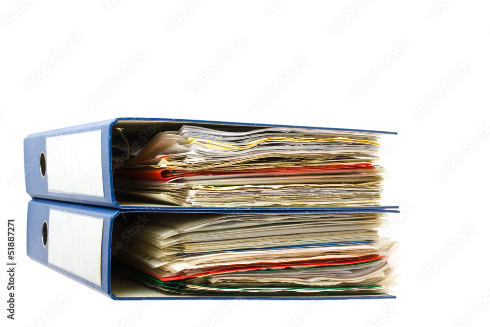 Wunschmotiv: Stack of folders. Pile with old documents and bills. #51887271