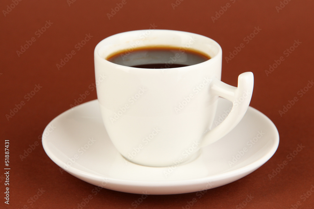 Cup of strong coffee on brown background Cup of strong coffee on brown background