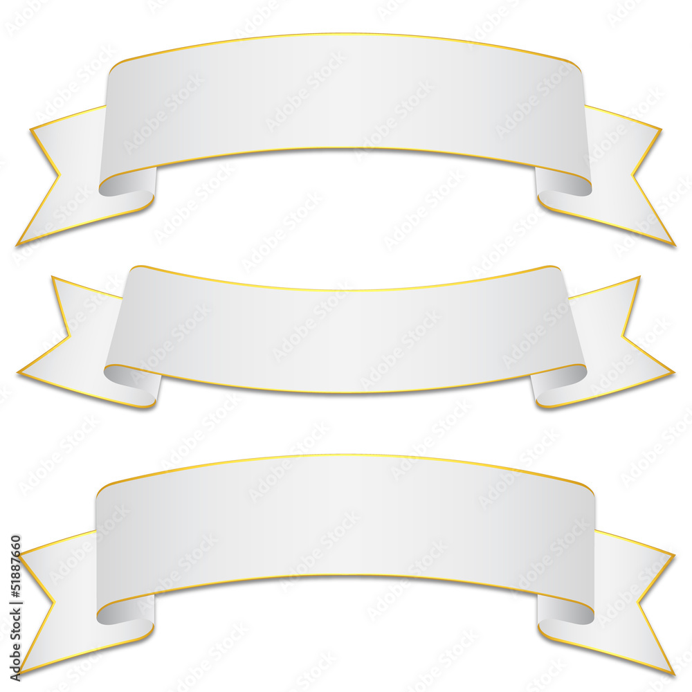 Set of white bands with gold edges Set of white bands with gold edges