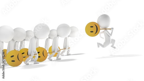 Obraz na plátně 3d white motivated man is happiest of other