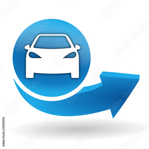 voiture sur bouton web bleu