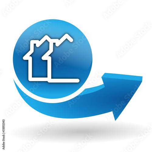immobilier sur bouton web bleu